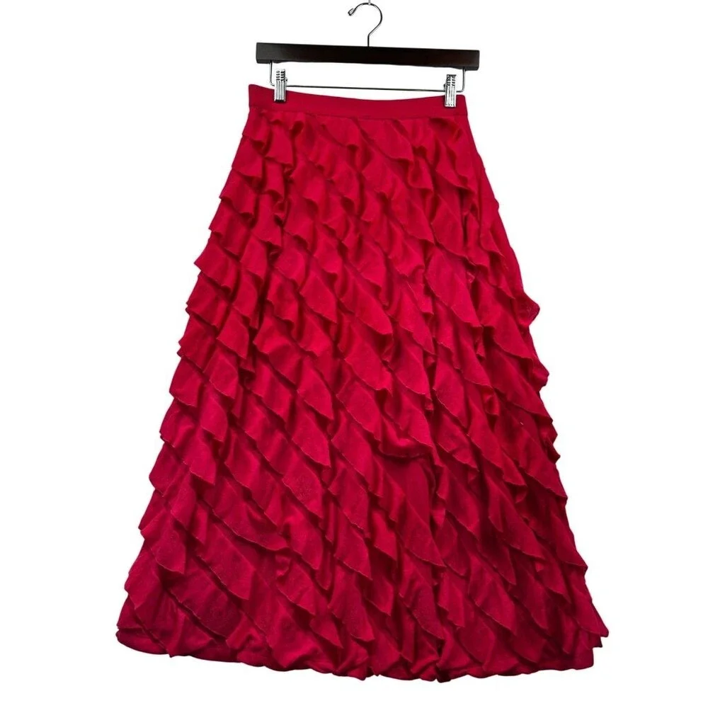 Cable & Gauge Skirt Womens Small Hot Pink Ruffle Tiered Ultra Feminine Flowy Y2K